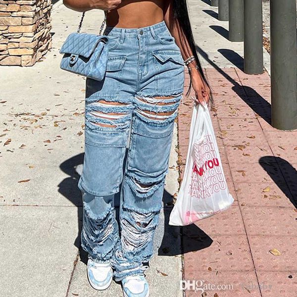 2023 new streetwear womens denim cargo pants fashion ripped jeans solid color baggy long trousers with pockets overalls, Blue
2023 new streetwear womens denim cargo pants fashion ripped jeans solid color baggy long trousers with pockets overalls, Blue
