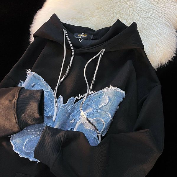 womens hoodies sweatshirts american retro denim patch butterfly women streetwear autumn harajuku casual long sleeves all match couple sweats, Black
womens hoodies sweatshirts american retro denim patch butterfly women streetwear autumn harajuku casual long sleeves all match couple sweats, Black