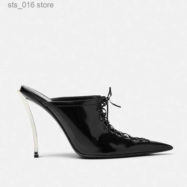 dress shoes summer new 45 large women's pointed sandals fashion metal slim high heel lace-up slippers fashion show sandals t230828, Black
dress shoes summer new 45 large women's pointed sandals fashion metal slim high heel lace-up slippers fashion show sandals t230828, Black