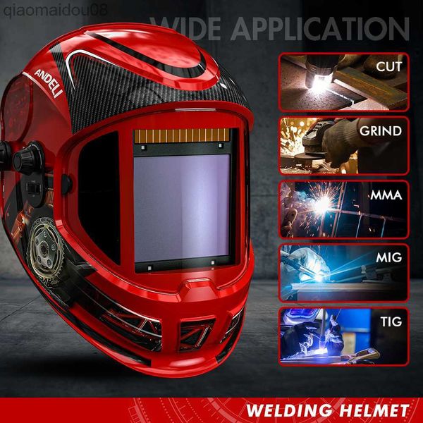 Image of Protective Clothing Auto Darkening Welding Helmet ANDELI ZEUS MASK 180 View Large Screen Welder Mask 1/1/1/2 Optical True Color 4 Sensors HKD230826