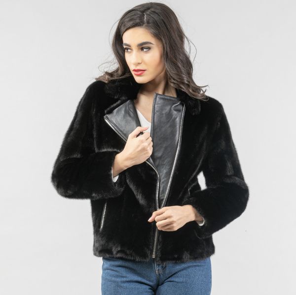 womens fur faux mink coat genuine winter warm fashion casual motorcycle jacket 230828, Black 
womens fur faux mink coat genuine winter warm fashion casual motorcycle jacket 230828, Black