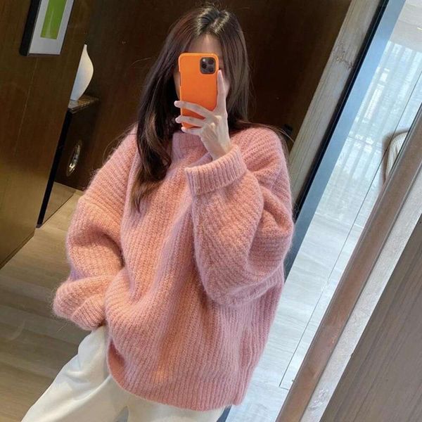 korean style lazy pink loose sweater pullover first love for women autumn and winter, White;black
korean style lazy pink loose sweater pullover first love for women autumn and winter, White;black
