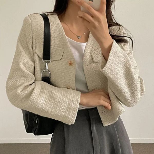 womens wool blends korean fashion casual tweed jacket for women autumn winter high street french small fragrance short coats outerwear jaque, Black
womens wool blends korean fashion casual tweed jacket for women autumn winter high street french small fragrance short coats outerwear jaque, Black