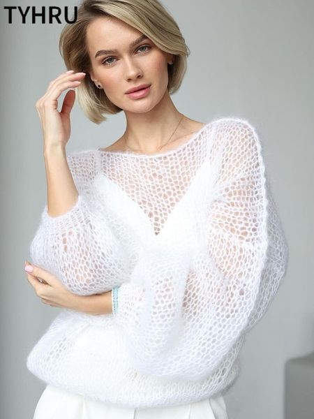 women's sweaters tyhru knitted lady hollow out mesh thin pullover see through look lantern sleeve loose smock 230828, White;black
women's sweaters tyhru knitted lady hollow out mesh thin pullover see through look lantern sleeve loose smock 230828, White;black