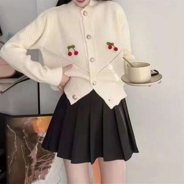 autumn and winter cherry sweater unique super nice anti aging cardigan coat women, White;black
autumn and winter cherry sweater unique super nice anti aging cardigan coat women, White;black