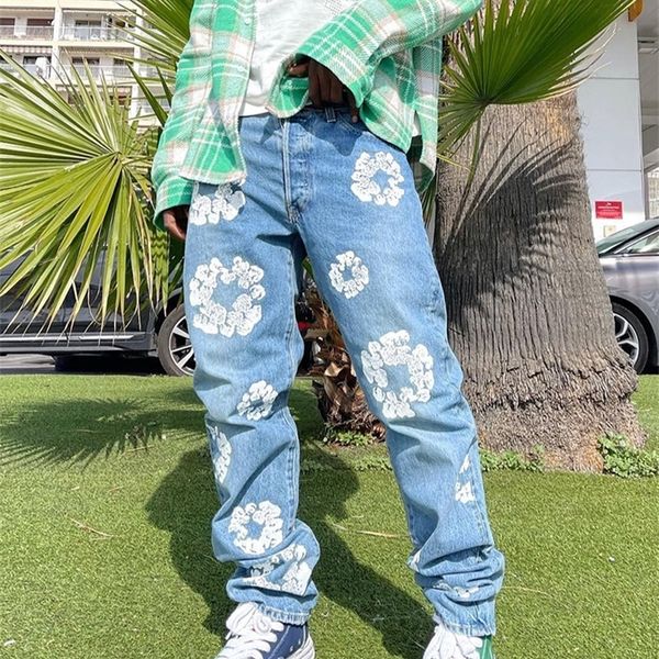 men's jeans arrival loose straight comfy cotton denim pants trousers y2k clothes streetwear casual fashion flowers printed jeans for me, Blue
men's jeans arrival loose straight comfy cotton denim pants trousers y2k clothes streetwear casual fashion flowers printed jeans for me, Blue