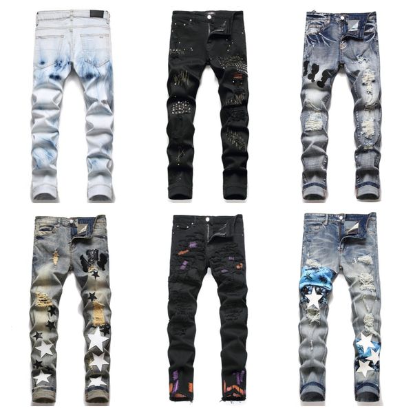 mens designer jeans distressed slim pants ripped biker motorcycle denim for men fashion luxury jean mans pants embroidery patchwork am iri, Blue
mens designer jeans distressed slim pants ripped biker motorcycle denim for men fashion luxury jean mans pants embroidery patchwork am iri, Blue