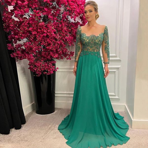 marvelous chiffon & lace bateau neckline long sleeves prom dress see-through appliques green evening gown vestido de formatura, Black
marvelous chiffon & lace bateau neckline long sleeves prom dress see-through appliques green evening gown vestido de formatura, Black