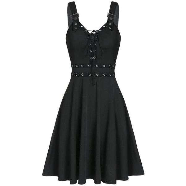 women's summer casual dress sleeveless v neck gothic dress tiered a line flowy wrap dress, Black;gray
women's summer casual dress sleeveless v neck gothic dress tiered a line flowy wrap dress, Black;gray