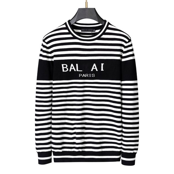 men's sweater bal logo stripe design pullover autumn new round neck long sleeve sweater autumn tour couple casual knitted wool shirt as, White;black
men's sweater bal logo stripe design pullover autumn new round neck long sleeve sweater autumn tour couple casual knitted wool shirt as, White;black