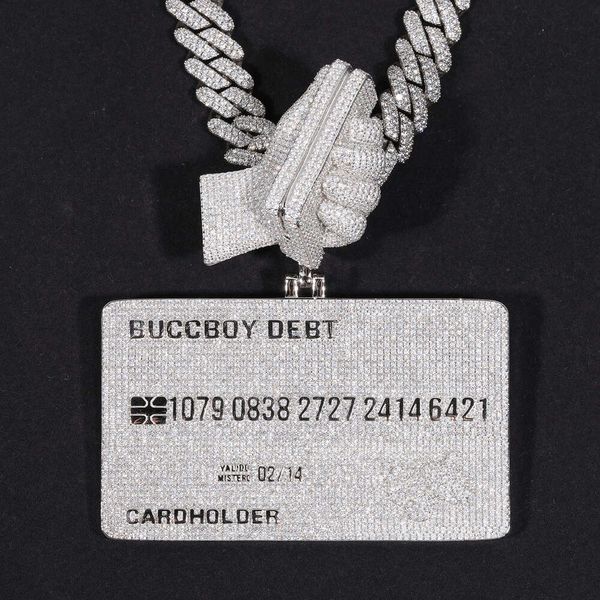 hip hop jewelry solid sterling sier vvs moissanite diamond iced out custom credit card pendant with cuban link chain, Silver
hip hop jewelry solid sterling sier vvs moissanite diamond iced out custom credit card pendant with cuban link chain, Silver