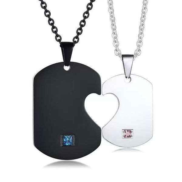 hollow love shaped zircon mosaic puzzle military pendant couple necklace men and women simple personality titanium steel pendant, Silver
hollow love shaped zircon mosaic puzzle military pendant couple necklace men and women simple personality titanium steel pendant, Silver