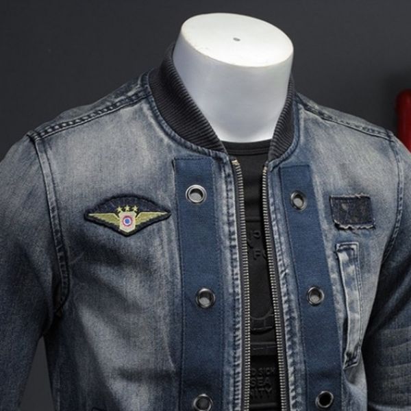 men vintage stand collar pilot coat denim bomber jacket plus size 5xl slim fit zipper jean outerwear fashion mens biker jackets s-4xl, Black;brown
men vintage stand collar pilot coat denim bomber jacket plus size 5xl slim fit zipper jean outerwear fashion mens biker jackets s-4xl, Black;brown