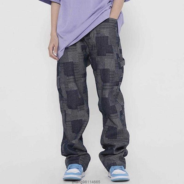 men's jeans high street checkered trousers for men and women loose vibe ripped plaid denim pants harajuku oversize casual, Blue
men's jeans high street checkered trousers for men and women loose vibe ripped plaid denim pants harajuku oversize casual, Blue