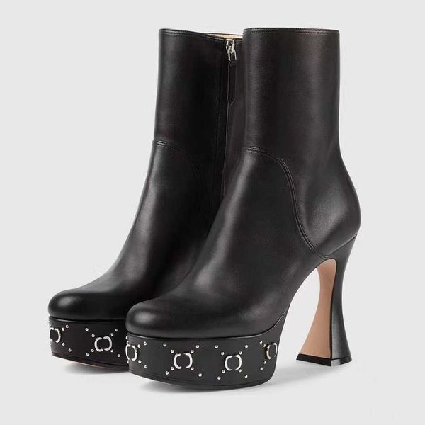 women's platform boot wlth studs genuine leather round toes chunky heel fashion boots 14cm luxury designer zip ankle boots high-heeled, Black
women's platform boot wlth studs genuine leather round toes chunky heel fashion boots 14cm luxury designer zip ankle boots high-heeled, Black