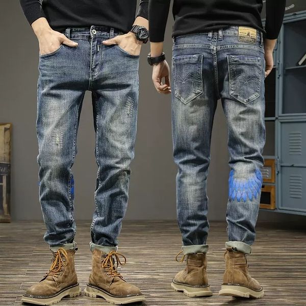 mens jeans fashion designer men retro blue elastic slim fit ripped vintage trousers printed denim pants hombre 230829
mens jeans fashion designer men retro blue elastic slim fit ripped vintage trousers printed denim pants hombre 230829