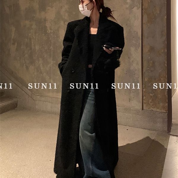 womens wool blends lautaro autumn winter long black thickened warm coat for women double breasted fashion in outerwears 230828
womens wool blends lautaro autumn winter long black thickened warm coat for women double breasted fashion in outerwears 230828