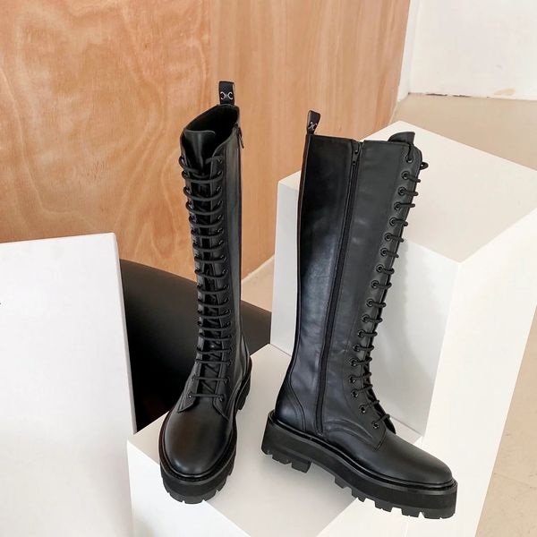 2023 bulky knee boots pumps heels leather cowskin sole round toe lace-up zip booties women's luxury designers fashion ins dress popular, Black
2023 bulky knee boots pumps heels leather cowskin sole round toe lace-up zip booties women's luxury designers fashion ins dress popular, Black
