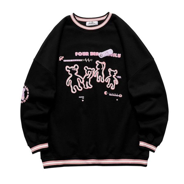cartoon bear biggorange loose pullover hoodie women college style summer sweatshirt round neck fun bear print long-sleeved, Black
cartoon bear biggorange loose pullover hoodie women college style summer sweatshirt round neck fun bear print long-sleeved, Black