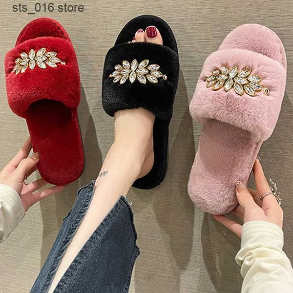 slippers fashion crystal flower design women home flat slippers solid color open toe home fur warm non-slip leisure interior woman shoes t23, Black
slippers fashion crystal flower design women home flat slippers solid color open toe home fur warm non-slip leisure interior woman shoes t23, Black