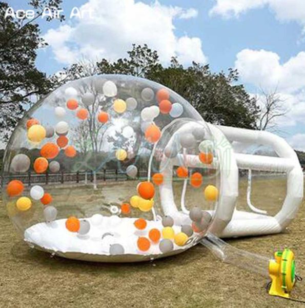Image of wholesale Inflatable Transparent Bubble Tent With Tunnel For Camping High Quality Outdoor Tarvel Light Weight Clear Dome Tent