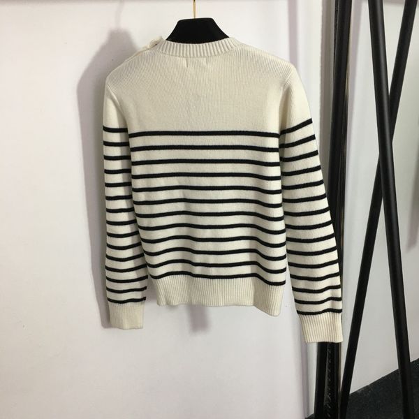 women's sweaters 2023 sheep autumn simple crewneck striped jacquard letter slimfit longsleeved sweater d027 230828, White;black
women's sweaters 2023 sheep autumn simple crewneck striped jacquard letter slimfit longsleeved sweater d027 230828, White;black