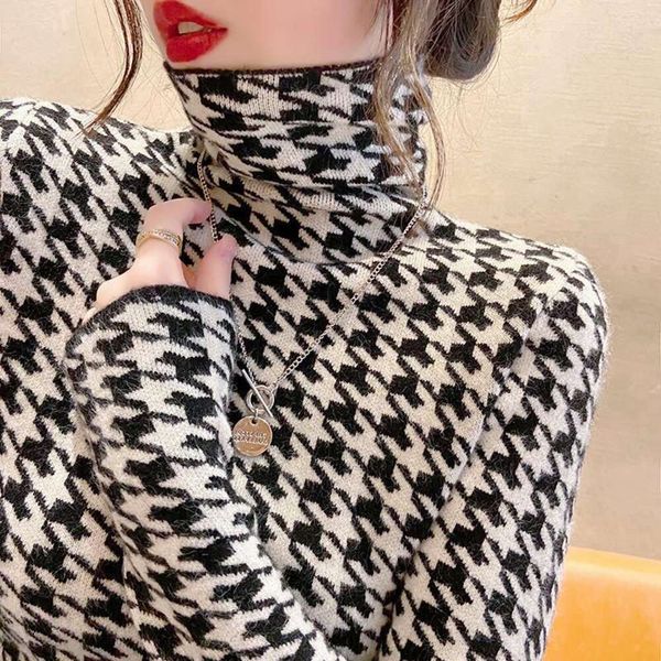 fashion leopard pattern western style sweater slim fitted stacked collar bottom making shirt for women in autumn, White;black
fashion leopard pattern western style sweater slim fitted stacked collar bottom making shirt for women in autumn, White;black
