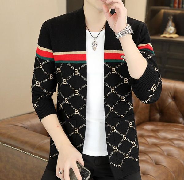 men's sweaters long sleeve fashion brand autumn winter designer cardigan plus size england style spliced color knit jacket, White;black
men's sweaters long sleeve fashion brand autumn winter designer cardigan plus size england style spliced color knit jacket, White;black