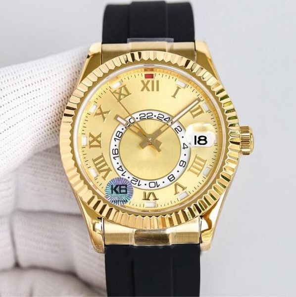 skydweller automatic watches mens outdoor watch black index hour markers 42mm syster bracelet with rotatable ring command screw-down crown m, Slivery;brown 
skydweller automatic watches mens outdoor watch black index hour markers 42mm syster bracelet with rotatable ring command screw-down crown m, Slivery;brown