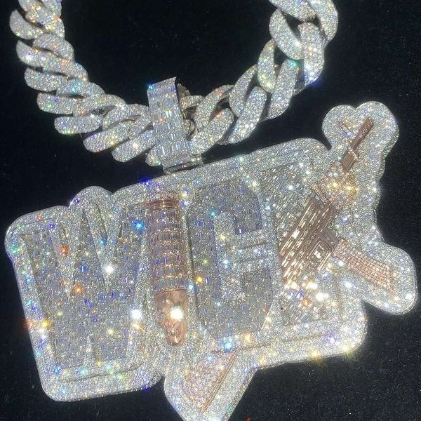 high end iced out hip hop heavy gold plated initial name moissanite letter custom diamond pendant, Silver
high end iced out hip hop heavy gold plated initial name moissanite letter custom diamond pendant, Silver
