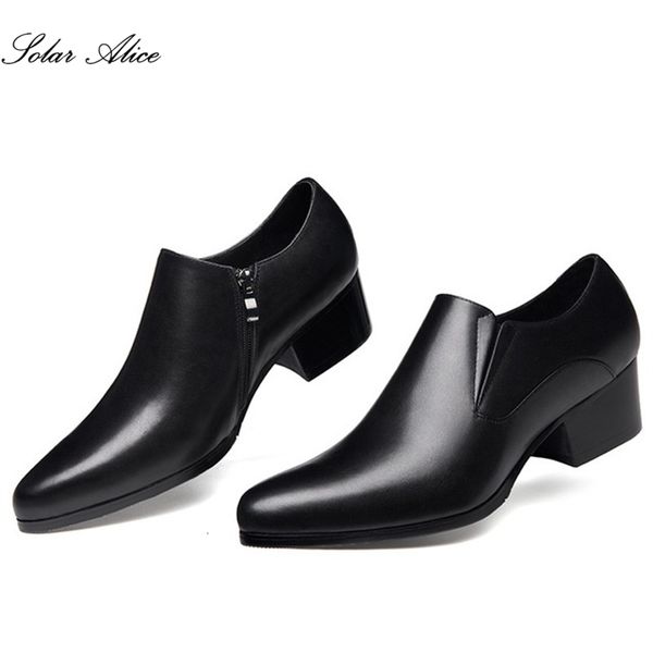 dress shoes men's fashion spring and summer highquality semihighheel business office leather 230829, Black