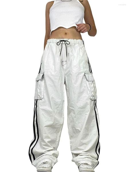 women's pants baggy cargo women parachute solid elastic waist wide leg joggers trousers with pockets for streetwear, Black;white
women's pants baggy cargo women parachute solid elastic waist wide leg joggers trousers with pockets for streetwear, Black;white