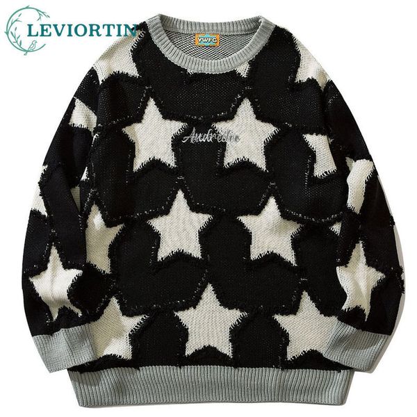 men's sweaters mens knitted sweaters five-pointed star embroidery harajuku casual pullover jumpers streetwear autumn hip hop loose y2k, White;black
men's sweaters mens knitted sweaters five-pointed star embroidery harajuku casual pullover jumpers streetwear autumn hip hop loose y2k, White;black