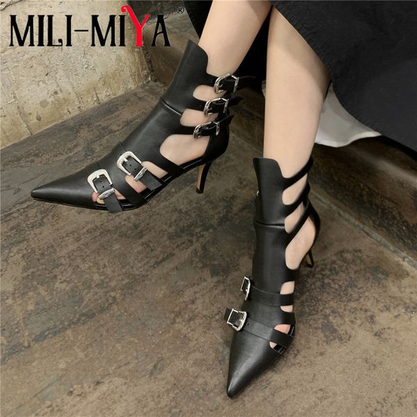 boots milimiya arrival women full genuine leather sandals ankle fashion pointed toe thin heels buckle strap handmade 230829, Black
boots milimiya arrival women full genuine leather sandals ankle fashion pointed toe thin heels buckle strap handmade 230829, Black