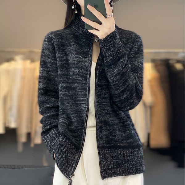 womens knits tees autumn and winter thickened knitted coat standing neck double head zipper long sleeve cardigan 100% wool 230828, White
womens knits tees autumn and winter thickened knitted coat standing neck double head zipper long sleeve cardigan 100% wool 230828, White