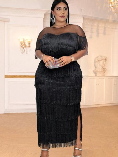 plus size dresses elegant tassel long bodycon tulle patchwork curvy women clothes birthday evening party event gowns dress 4xl, Black
plus size dresses elegant tassel long bodycon tulle patchwork curvy women clothes birthday evening party event gowns dress 4xl, Black