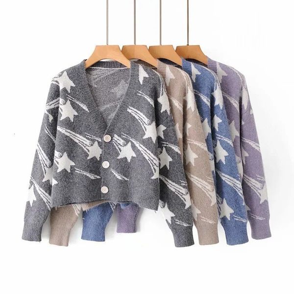 womens knits tees korean style autumn and winter lazy wind short cardigan jacquard sweater women knitted longsleeved jacket 230828, White
womens knits tees korean style autumn and winter lazy wind short cardigan jacquard sweater women knitted longsleeved jacket 230828, White