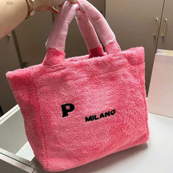 designer tote bags woman autumn and winter new plush terry fabric large-capacity lambhair shopping fashion ladies shoulder purses