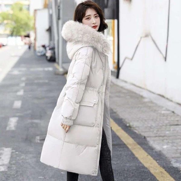 womens down jacket mid length knee waist fitting korean version thick white duck large feather collar, Black
womens down jacket mid length knee waist fitting korean version thick white duck large feather collar, Black