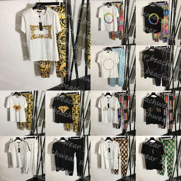 women summer casual outfit designer print t shirt elastic waist sport pants breathable two piece pants, White
women summer casual outfit designer print t shirt elastic waist sport pants breathable two piece pants, White