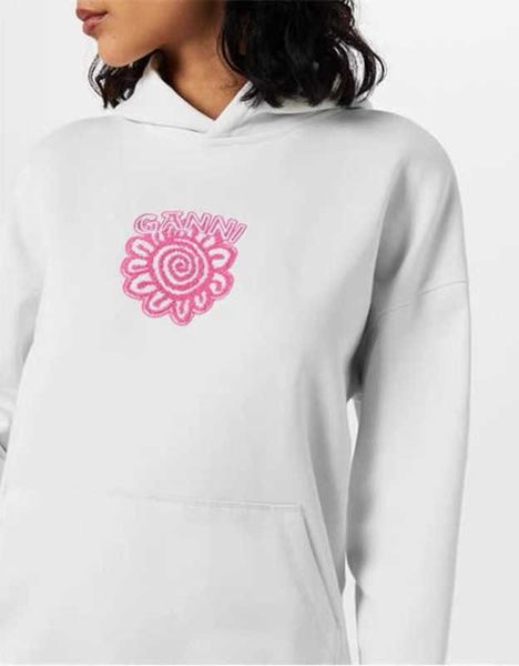 23ss gannis r sweatshirt hoodies classic fashion embroidered flower white outline casual hoodie long sleeve sweater women, Black
23ss gannis r sweatshirt hoodies classic fashion embroidered flower white outline casual hoodie long sleeve sweater women, Black