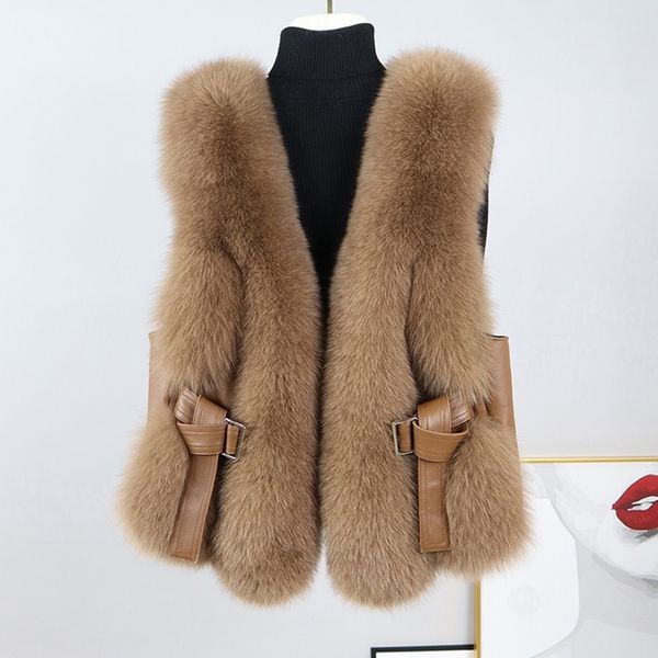 womens fur faux 100% real vest natural gilets lady luxury waistcoat leather belt autumn winter g3693 230828, Black 
womens fur faux 100% real vest natural gilets lady luxury waistcoat leather belt autumn winter g3693 230828, Black