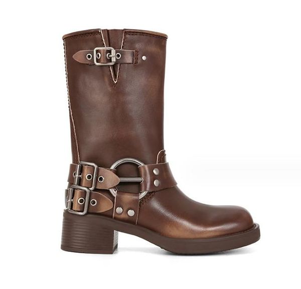 miu woman retro martin boots woman round-headed vintage boots thick-soled buckles knee-high leather boots black brown punk motorcycle half b
miu woman retro martin boots woman round-headed vintage boots thick-soled buckles knee-high leather boots black brown punk motorcycle half b