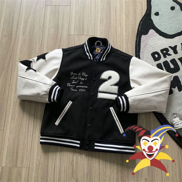 women's jackets fw human made baseball jackets men women patchwork towel embroidery leather sleeve bomb coat 230829, Black;brown
women's jackets fw human made baseball jackets men women patchwork towel embroidery leather sleeve bomb coat 230829, Black;brown