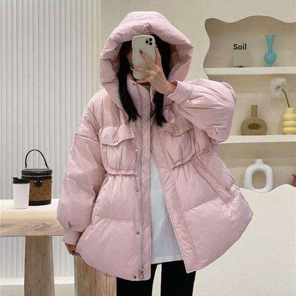 out of season winter clothes milky hooded down jacket womens mid length white duck thick loose trendy, Black
out of season winter clothes milky hooded down jacket womens mid length white duck thick loose trendy, Black