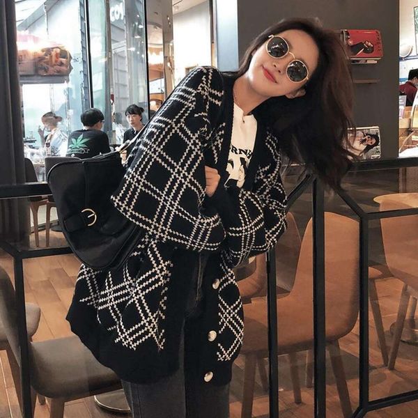 japanese sweaters lazy wind spring and autumn outfit loose vintage striped cardigan sweater outer coat for women, White;black
japanese sweaters lazy wind spring and autumn outfit loose vintage striped cardigan sweater outer coat for women, White;black