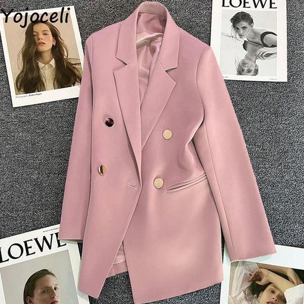 women's suits blazers yojoceli autumn women pocket pink blazer fashion casual office ladies black double breasted notched collar outer, White;black
women's suits blazers yojoceli autumn women pocket pink blazer fashion casual office ladies black double breasted notched collar outer, White;black
