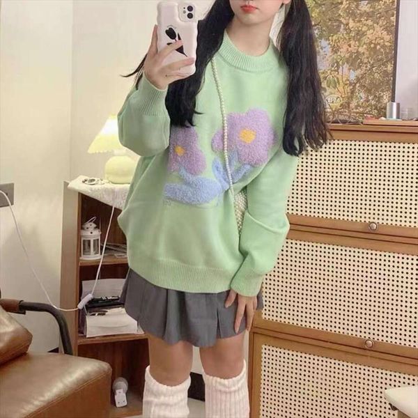 soft and lazy design sense sweater for women japan korea autumn winter embroidered flowers loose leisure, White;black
soft and lazy design sense sweater for women japan korea autumn winter embroidered flowers loose leisure, White;black