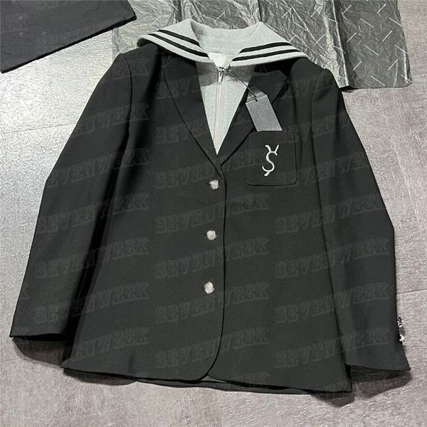 women suit coat designer fake two pieces jacket embroidered letter blazers fashion brand coat outwear, Black
women suit coat designer fake two pieces jacket embroidered letter blazers fashion brand coat outwear, Black