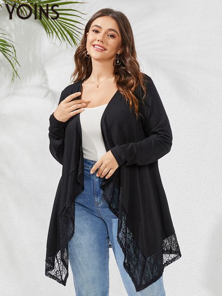 women's plus size outerwear coats yoins plus size women cardigan autumn long sleeve fashion lace patchwork open front blusas outwear f, Black
women's plus size outerwear coats yoins plus size women cardigan autumn long sleeve fashion lace patchwork open front blusas outwear f, Black